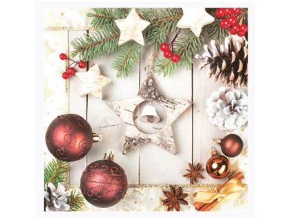 Obrúsky Daisy Vianoce Hviezda so zvončekom,33x33cm/20ks 3-vrstvové SD GW 022101