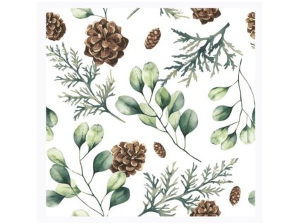 Obrúsky Daisy Vianoce Eucalyptus 33x33cm/20ks 3-vrstvové SD GW 022601