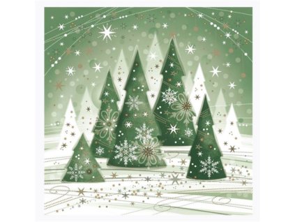 Obrúsky Daisy Vianoce Zelené stromčeky 33x33cm/20ks 3-vrstvové SD GW 022101