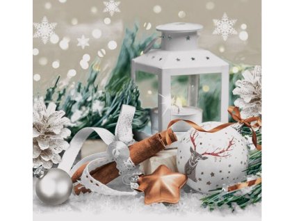 Obrúsky Daisy Vianoce lampáš so škoricou 33x33cm/20ks/3 vrstvové