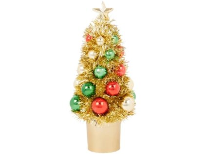 Mini vianočný stromček s guľami farebný