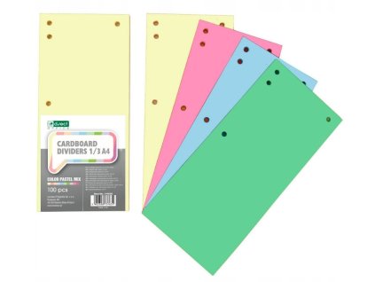 Rozraďovače kartónové 1/3 z A4 mix 4 farby pastel D.rect