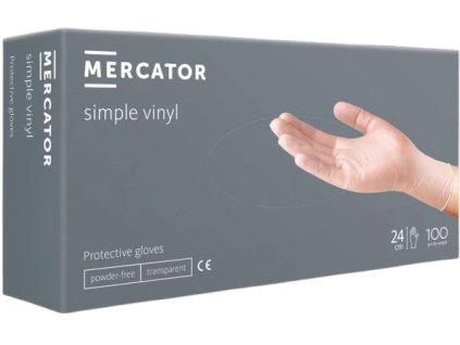 Vinylové rukavice MERCATOR jednorázové L 100ks transparent