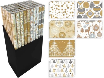 Vianočný baliaci papier bielo-zlatý