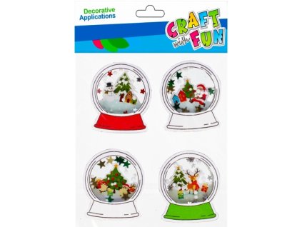 CF Dekorácia/4ks gule samolepiace vianočné