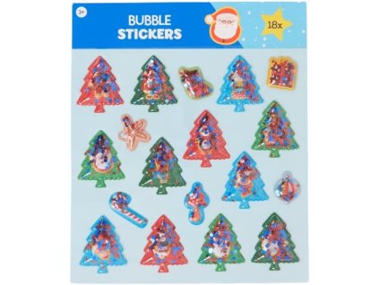 Vianočné nálepky bublinkové mix 18ks