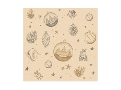 Obrúsky 33x33cm 3-vrst./20ks Vianoce