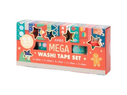 Sada vianočných pások Washi 25mmx3m