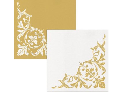 Obrúsky PAW AIRLAND 40x40cm-/12ks Reverse Motif gold-white
