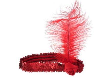 Čelenka Retro červená s pierkom