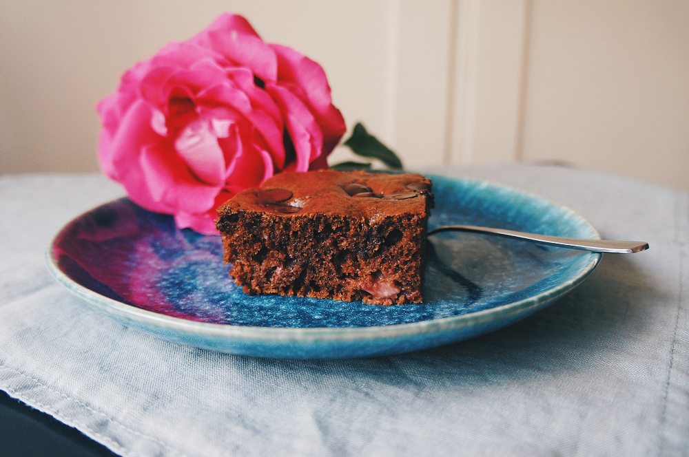 Čokoládová jahodová buchta