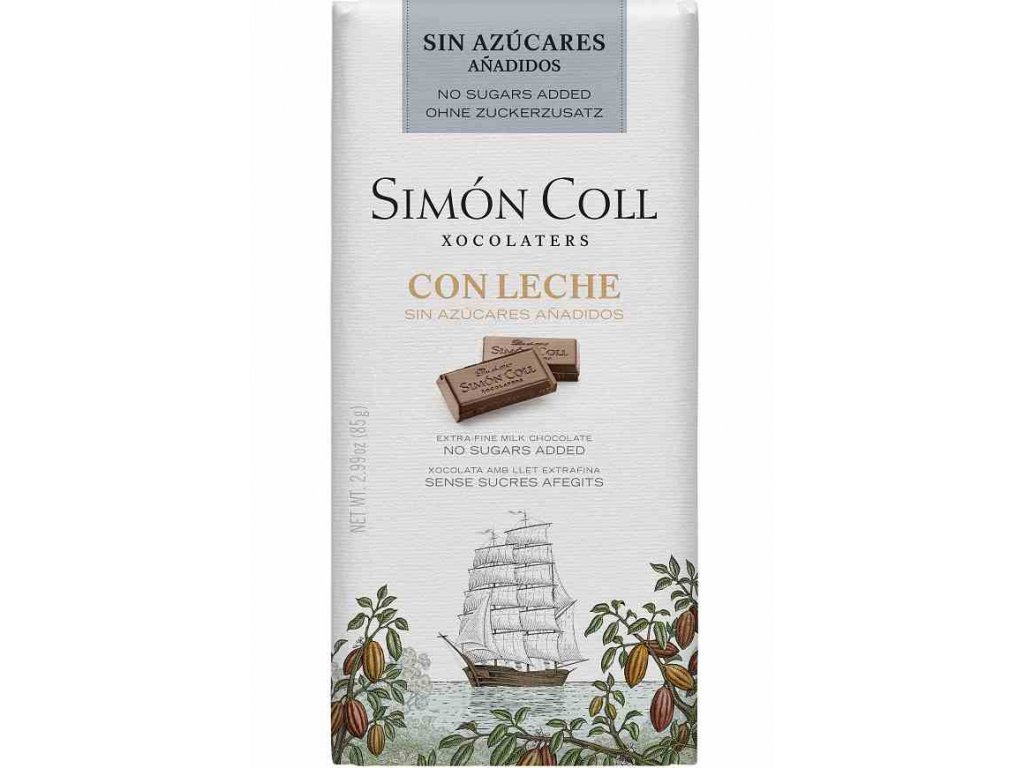 Simon Coll mlecna cokolada bez cukru