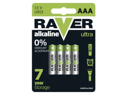 Alkalická baterie RAVER AAA (LR03), 4 ks