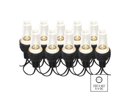 LED světelný řetěz – 10x párty žárovky, 4,5 m, venkovní i vnitřní, studená bílá