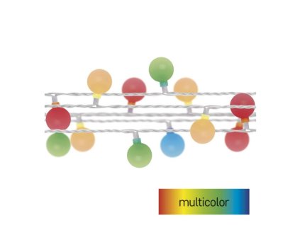LED světelný cherry řetěz – kuličky 2,5 cm, 4 m, venkovní i vnitřní, multicolor, časovač