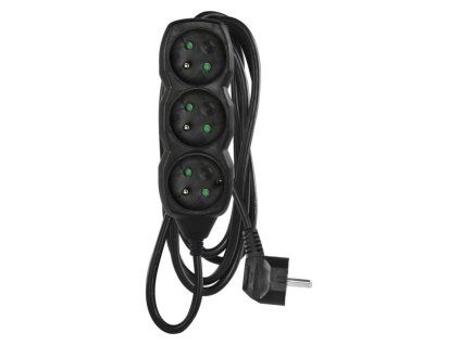 Prodlužovací kabel – 3 zásuvky, 3m, černý