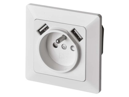 Zásuvka s USB 2,1A max., bílá