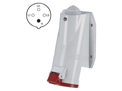 Zásuvka 4P 16A/400, IP44, nástěnná