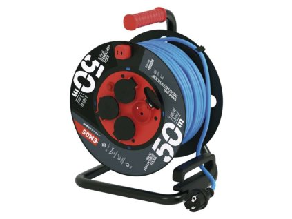 Počasí odolný prodluž. kabel na bubnu 50 m / 4 zásuvky / modrý / PVC / 230 V / 1,5 mm2