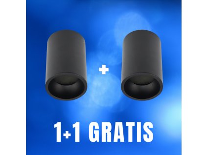 Černé přisazené svítidlo kulaté pro LED žárovky GU10, 1+1 ZDARMA