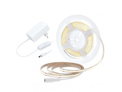 Solight LED COB pásek, sada s adaptérem, vypínač, 5m, 8W/m, 800lm/m, neutrální bílá