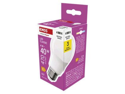 LED žárovka Classic A60 / E27 / 4 W (40 W) / 470 lm / neutrální bílá
