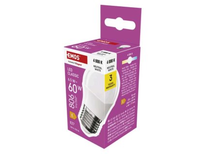 LED žárovka Classic Mini Globe / E27 / 6,5 W (60 W) / 806 lm / neutrální bílá