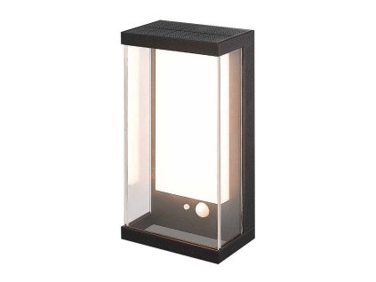 Černé LED nástěnné solární svítidlo s pohybovým čidlem 0,5W IP54