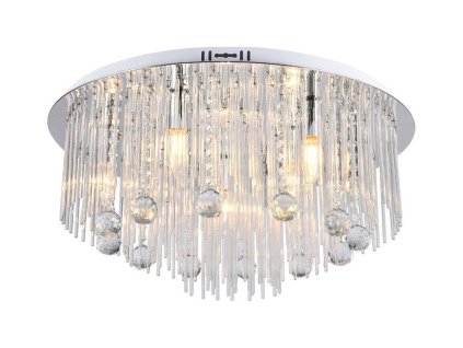 Chromové křišťálové stropní svítidlo 29cm pro žárovku 9x E14