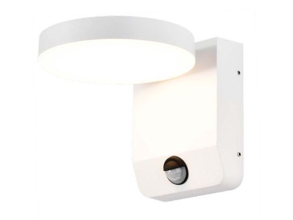 Bílé fasádní LED svítidlo kulaté s pohybovým čidlem 17W IP65