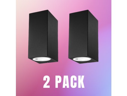 Černé fasádní svítidlo hranaté 2x GU10, BALENÍ 2 KUSY