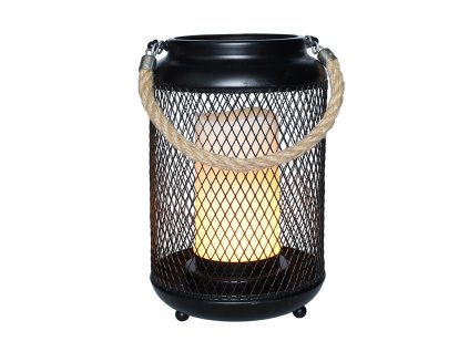 Solight kovová lucerna s LED svíčkou, teplá bílá, 3xAA, černá, 20cm
