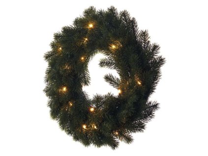 LED vánoční věnec, 40 cm, 2x AA, vnitřní, teplá bílá, časovač