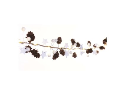 LED vánoční girlanda – šišky, 1,7 m, 2x AA, vnitřní, teplá bílá