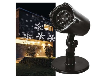 LED dekorativní projektor – vločky, venkovní i vnitřní, studená bílá