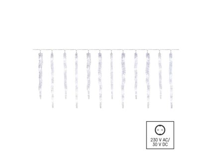 LED vánoční girlanda - rampouchy, 12 ks, 3,6 m, venkovní i vnitřní, studená bílá