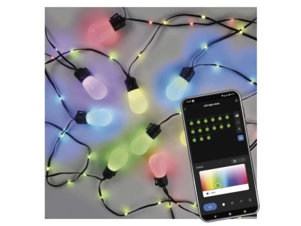 GoSmart LED světelný řetěz – 15× párty žárovky, 15 m, venkovní i vnitřní, RGBIC WiFi