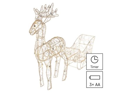 LED sobí spřežení, 47 cm, 3x AA, vnitřní, teplá bílá, časovač