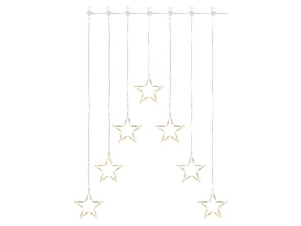 LED vánoční závěs – 7 hvězd, 67x125 cm, vnitřní, teplá bílá