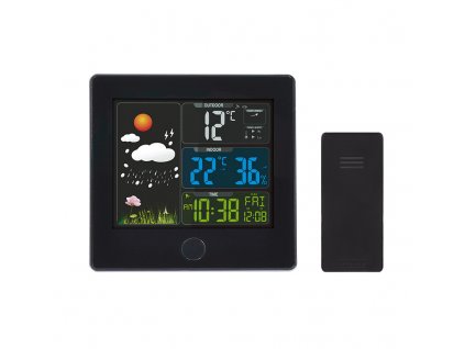 Solight meteostanice, barevný LCD, teplota, vlhkost,RCC, černá