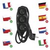 Prodlužovací kabel 2 m / 3 zásuvky / černý / PVC / 1 mm2