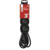 Prodlužovací kabel – 3 zásuvky, 3m, černý