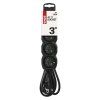 Prodlužovací kabel 3 m / 4 zásuvky / černý / PVC / 1 mm2