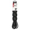 Prodlužovací kabel 3 m / 4 zásuvky / černý / PVC / 1 mm2