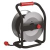 Venkovní prodlužovací kabel na bubnu 25 m / 4 zásuvky / černý / guma / 230 V / 1,5 mm2