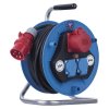 Venkovní prodlužovací kabel na bubnu 25 m / 3 zásuvky / černý / guma / 230V/400V / 1,5 mm2