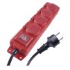 Prodlužovací kabel SCHUKO 5 m / 4 zásuvky / s vypínačem / černo-červený / guma-neopren / 1,5 mm2