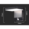 Černé fasádní LED svítidlo čtvercové s pohybovým čidlem 17W IP65