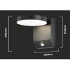 Černé fasádní LED svítidlo kulaté s pohybovým čidlem 17W IP65