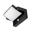 Černé fasádní LED svítidlo náklopné s pohybovým čidlem 17W IP65, BALENÍ 2 KUSY